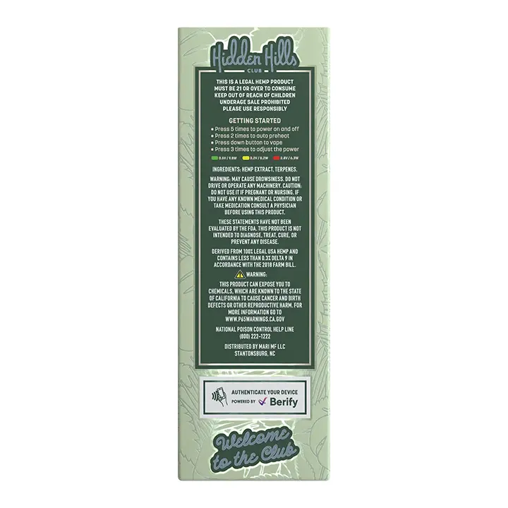 Hidden Hills Desechable 2G D9+THC-P Lemon Fondue Sativa 2.webp