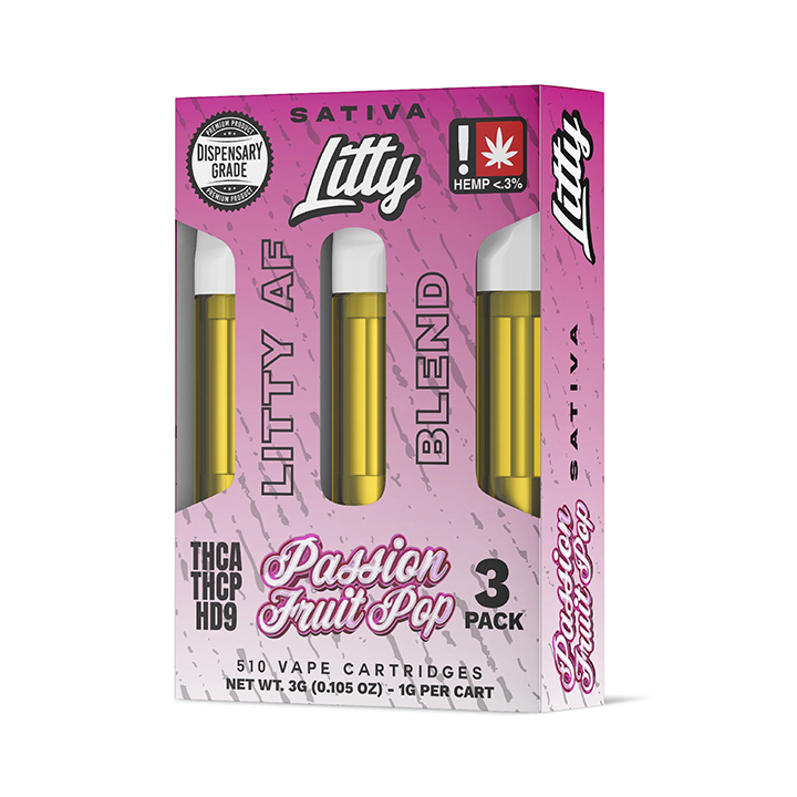 Litty AF Blend Cart Passion Fruit Pop Sativa 3Pk