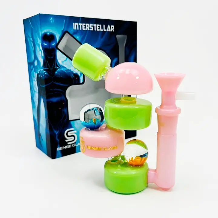 Sense Glass Interstellar Waterpipe 5.5" Pink Green