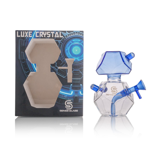 Sense Glass Luxe Crystal Blue Waterpipe 6"