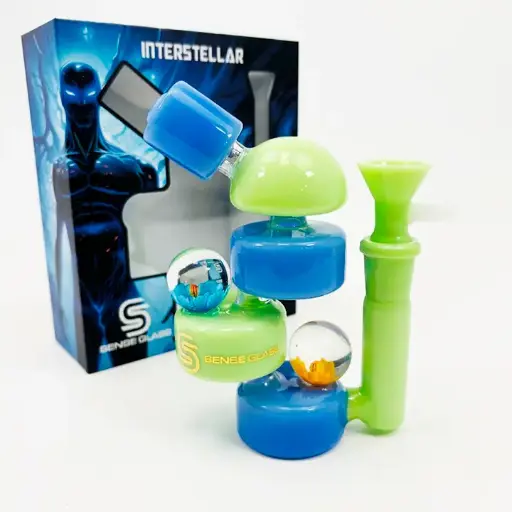 Sense Glass Interstellar Waterpipe 5.5" Green Blue
