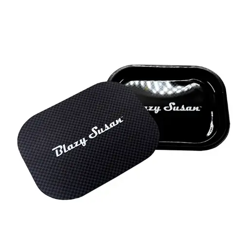 Blazy Susan Rolling Tray + Tapa Magnética Carbon Fiber Black